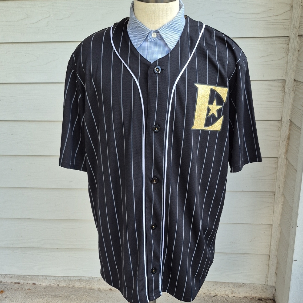 ELTON JOHN Black‎ Striped Gold Glitter Polyester XL Mens Baseball Jersey